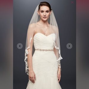 NET David’s Bridal Corded Lace Edge Fingertip Veil